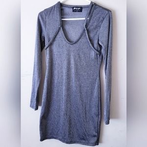 Nasty Gal Womens Gray Metallic Long Sleeve Dress
